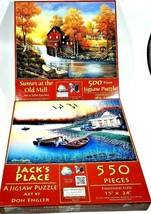 (2) Sunsout Puzzles Jacks Place and Sunset at the Old Mill Both Complete - £9.48 GBP