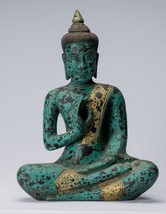 Buda - Antigüedad Khmer Estilo Sentado Madera Estatua de Buda Enseñanza Mudra - £317.72 GBP