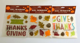 Happy Thanksgiving Window Gel Clings Charm 44+ Give Thanks Leaves Fall Autumn - £23.64 GBP