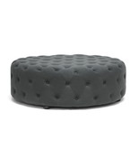 Sovanna Dark Gray Linen Modern Tufted Ottoman - $12,195.54 MXN