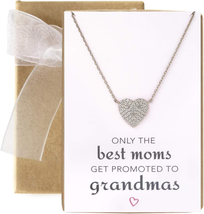 Mother&#39;s Day Gift for Grandma - CZ Heart Pendant Necklace in Sterling Silver, Go - £34.91 GBP