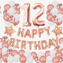 Rose Gold Glitz &amp; Glam 12th Birthday Party Kit - Happy Birthday Banner, Confetti - £35.88 GBP