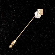 Vintage Glendale Federal Bank Stick Pin Gold-Tone Logo Lapel Hat Pin Diamond - £31.93 GBP