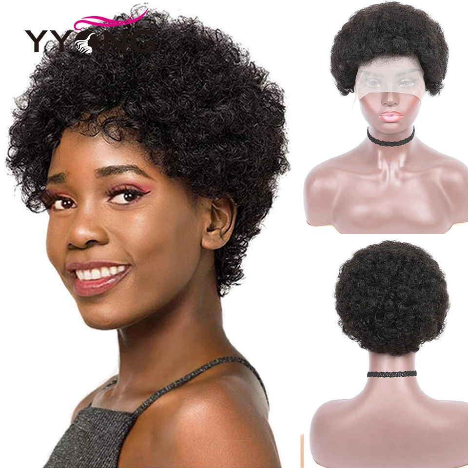Short Curly Wigs Pixie Cut for Black Women Human Hair Wigs Afro Kinky Cu... - $41.66