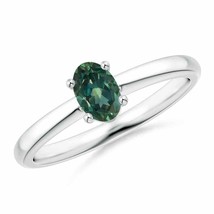Angara Natural 6x4mm Teal Montana Sapphire Ring in Sterling Silver (Size-7.5) - £263.20 GBP