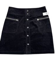 Gap Straight Mini Skirt Size 29 Tall Black Velvet Snap Front Cargo Pocke... - $14.60