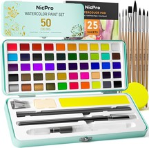 50 Colors Watercolor Paint Set Include Metallic Fluorescent Color 8 Squi... - £32.08 GBP