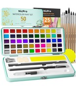 50 Colors Watercolor Paint Set Include Metallic Fluorescent Color 8 Squi... - £30.26 GBP