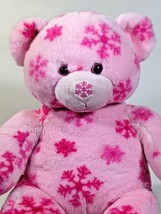 Build a Bear Pink Teddy Plush SNOWFLAKES Winter Flurry Hugs Stuffed Anim... - £22.40 GBP