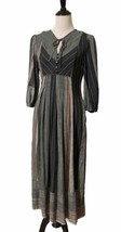 Universal Thread Sz XS Striped Maxi Dress Balloon Sleeve Black Gray Boho Peasant - £13.21 GBP