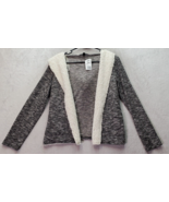 Derek Heart Cardigan Girls Large Gray Space Dye Sherpa Lined Hooded Open... - $23.04