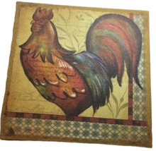 Rooster French Country Farmhouse Burlap Picture Wall Decor Plaid Painted - $19.75