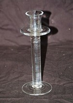 Classic Style Tall Clear Glass Taper Candle Candlestick Holder w Drip Catcher - £10.16 GBP