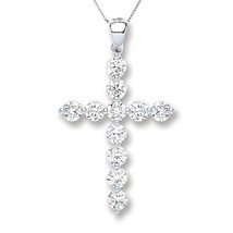 1.00 CT Round Cut Moissanite Cross Pendant Necklace 14K White Gold Plated Silver - £66.02 GBP