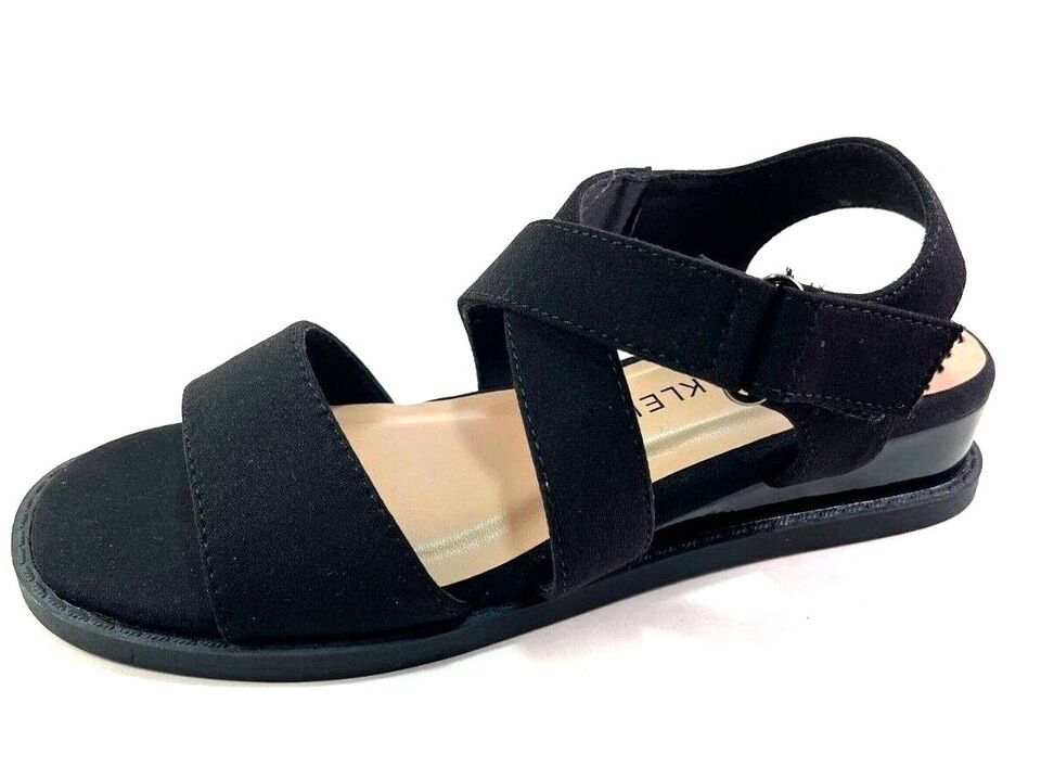 Anne Klein Bayleigh Black Strappy Low Wedge Sandal - $32.50