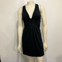 Poof Juniors M LBD Sleeveless Black Mini-Dress V-Neck Cotton Blend - £15.87 GBP