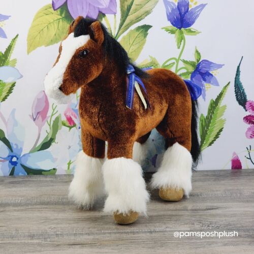 Breyer Merlin Bright Bay Clydesdale Horse 02' Plush 16" Realistic Poseable 4543 - £31.97 GBP