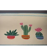 Southwest Theme 2 Placemats Cactus on Cream Color Green Edges Ultra Clea... - £7.15 GBP