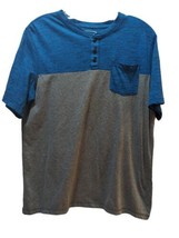Urban Pipeline Boys pocket Henley button t shirt XL Husky blue heathered... - $11.87