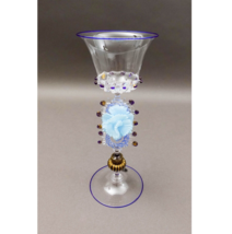 Seguso Vetri D&#39;Arte Italy Floral Murano Glass Tall Chalice Goblet 10 1/2&quot; - $399.99