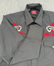 Vintage Chute Western Shirt Black Red Floral Embroidery Pearl Snap - $69.29
