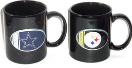 NFL Coffee Mug Pittsburgh Steelers Dallas Cowboys Black Pewter New - £27.38 GBP