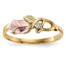 10K Tri-Color Black Hills Gold Rose Ring with Diamond - £313.44 GBP