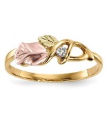 10K Tri-Color Black Hills Gold Rose Ring with Diamond - €332,64 EUR
