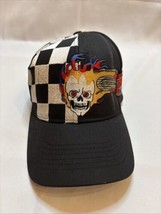 VTG Speed Demon Adjustable Hat Cap Skull &amp; Flames Black &amp; White Checker - $14.80