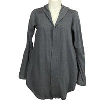 Lucky Lotus Blue Gray Open Front Cardigan XS Cotton Blend Knit Hooded Sw... - $22.50