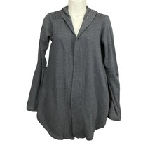 Lucky Lotus Blue Gray Open Front Cardigan XS Cotton Blend Knit Hooded Sw... - £16.81 GBP