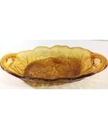 Vintage AMBER Glass Oval NAPPY SERVING RELISH DISH Embossed Daisies - $23.44 CAD