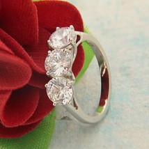 5Ct Round Zircon Diamond Trilogy Engagement Ring in 14K White Gold Over Size 7.5 - £49.73 GBP