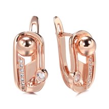 New 585 Rose Gold Square Earrings Fashion Geometry Natural Zircon Drop Earrings  - £10.48 GBP