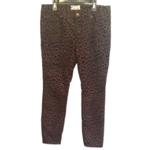 Sz 28 Free People Brown Leopard Flocked Denim Jeans Animal Print - £32.32 GBP