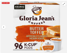 Gloria Jean&#39;s Butter Toffee Coffee, Keurig K-Cup Pod, Medium Roast, 96 C... - $543.07 MXN