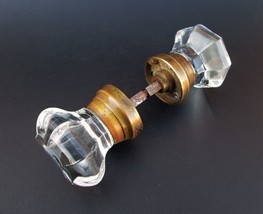 Vintage Pair of Glass Door Knobs with Adjustable Shaft - £20.03 GBP