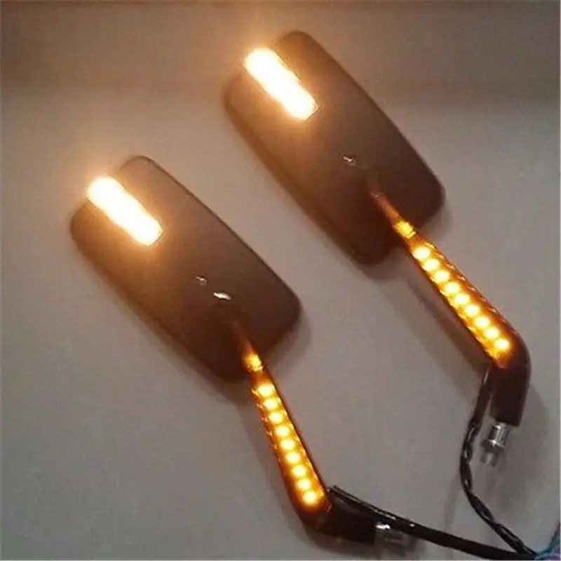 M10 Motorcycle Rectangle LED Turn Signal Light Side Rear View Rearview Mirror    - £534.31 GBP