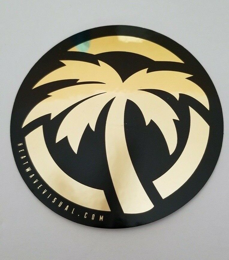 Authentic HEATWAVE Visual STICKER 3 1/2&quot; round Palm logo Black &amp; Gold Aw... - $3.95