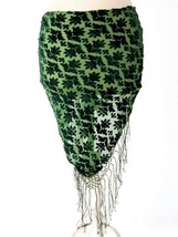 Rich Forest Green Tribal BellyDance Velvet Gypsy Lovely Hip Scarf Bohemian Shawl - £39.95 GBP