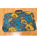 Vintage 1960s Montgomery Ward Stratolite Blue Floral Suitcase Retro MCM ... - £46.54 GBP