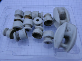 Antique USSR 11 + 2 Pcs. Porcelain Insulators For Electric Wiring Installation - £26.12 GBP