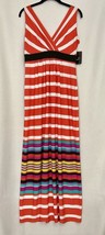 Ronni Nicole Maxi Dress Size 6 Stretch Coral Stripe Resort Wear Msrp $70 - £9.60 GBP