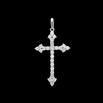 1/2Ct Brilliant Simulated Diamond Cross Pendant 14K White Gold Plated - £65.60 GBP