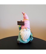 Garden Gnome, Gnome Figurine with Pink Hat, Garden Statue, Fairy Garden ... - £19.97 GBP