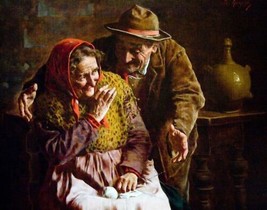 Art Old Couple Flirting by E. Zampighi.Oil Painting Giclee Print Canvas - £6.75 GBP+