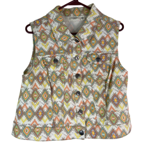Cato Button Front Sleeveless Vest Women Plus 18/20W Aztec Canvas Pockets Collar - £10.61 GBP