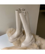 Knee High Boots Women Shoes Natural Genuine Leather Platform Riding Boot... - £118.57 GBP