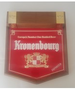 Kronenbourg Glass &amp; Wood Beer Sign 1980 Visual Marketing Man Cave Bar Decor - £48.51 GBP