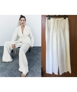 NWT ZARA ZW COLLECTION ECRU WIDE LEG LINEN/VISCOSE TROUSERS, PANTS - M - €85,48 EUR